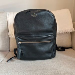 Kate Spade Black Pebble Leather Backpack